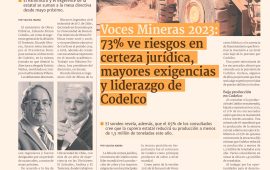 Voces Mineras 2023: 73% ve riesgos en certeza jurídica, mayores exigencias y liderazgo de Codelco