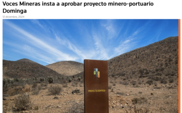 Voces Mineras insta a aprobar proyecto minero-portuario Dominga